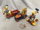 3 Fisher Price Donald Duck Pull Toys