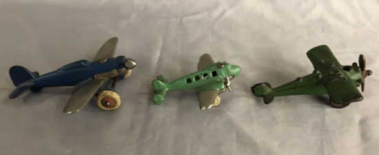 3 Small Cast Iron Airplanes