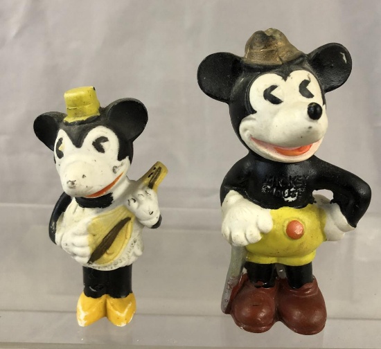 2 Japanese Bisque Mickey Mouse Figures