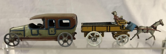 2 German Penny Toy Vehicles
