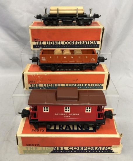 Boxed 1940 Lionel 3651, 2652 & 2557X Freights
