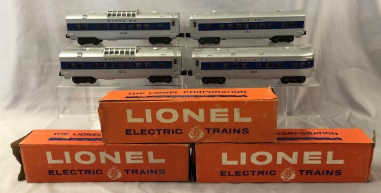 4 Clean Lionel 2421 Series SF  Cars, 3 Boxed