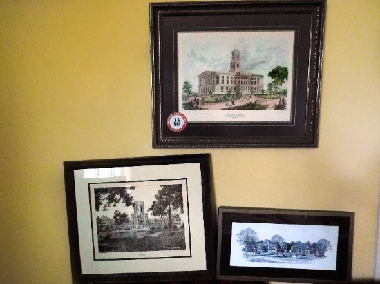 (3) Decorative Prints - (2) University of Tennessee Prints, (1) Tennessee State Capitol