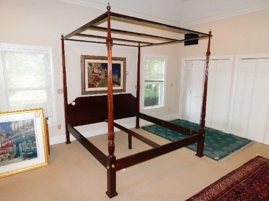 96" Tall, Mohagony Framed, King Size, Canopy Poster Bed
