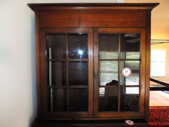 Decorative Walnut 2 Door Glass Display Hutch, Early 21st Century