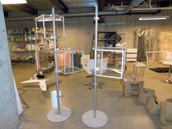 (2) Display Stands Aluminum w/Plexiglass Display Boxes