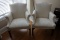 (2) Damask Upholstered Side Arm Chairs