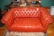 Leather Upholstered, Button and Tuck Diamond Pattern Sofa
