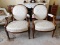 (2) Wooden Framed, Damask Upholstered Bottom & Back Side Arm Chairs
