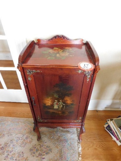 Mahogany, Hand Painted, Federal Style Single-Door Cabinet