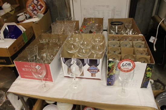 (6) Boxes Various Stemware, Wine Glasses, Martini Glasses, etc.