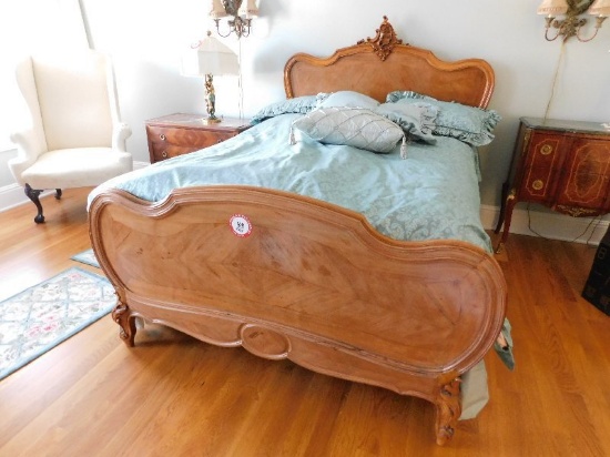 Wooden Mirrored Vernier Full size Bed, Headboard, Footboard, Rails