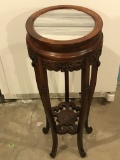 Walnut Marble Top Plant/Candle Stand