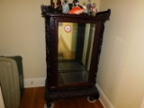Ornate Carved English Single Door Curio Cabinet