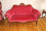 Victorian Upholstered Wooden Framed Loveseat