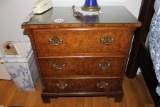 Burled Walnut 3-Drawer Chest/Nightstand