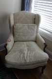 Damask Upholstered Wingback Chair