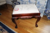 Wood Frame Damask Ottoman