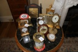 (9) Clock, (2) anniversary clocks, brass and glass, Bailey Banks and Biddle