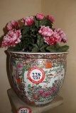 (3) Oriental Planters, W/artificial flowers