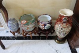 (3) Oriental Planters, Ginger Jar on stand