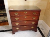 Mahogany, 4 Drawer Chest w/ Brass Pulls