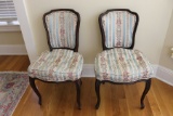 Pair Upholstered Wooden Frame Side Chairs
