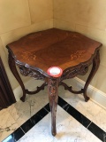 French Inlay Carved Lamp Table