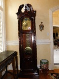 Howard Miller Tall Case Clock, Brass-Faced w/ Beveled Glass Doors & Sides