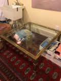 Brass and Glass Top Coffee Table and Matching Side Table