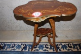 Fruitwood Brass Trim Side Table