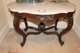 Victorian Style Oval Table Marble Top