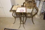 (3) Brass Plant Stand, (2) Marble Top