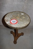 Wooden and Brass Hand Painted Single Pedestal Table
