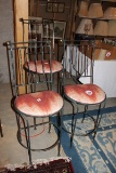 (3) Metal Frame Cushion Bottom Bar Stools