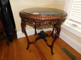 Neoclassical Style, Marble Top, Wooden Table, Ornately Carved