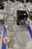 (6) Crystal Vases, Crystal Lidded Bowl by Gorham