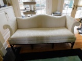 Queen Anne Style Sofa w/ Damask Upholstery