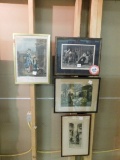 (4) Framed Lithograph Vintage, 16