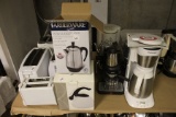 Various Coffee Makers, Toasters, Tea Kettle, etc.