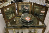 Decorative Mirror Centerpieces, Chrome and Brass Accent Glass Top 3-Tier Sh