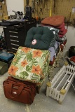 (2) Wrought Iron Metal Chairs, Cushion, etc.