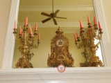 Imperial Brass Mantle Clock & (2) Brass Candelabras