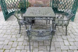 Wrought Iron Outdoor Patio Table, W/(4) Chair (Oriental Theme)