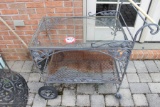 Wrought Iron and Glass Serving Cart