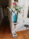 Marble Plant Stand w/ Planter & Faux Flowers