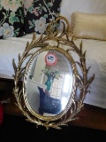 Framed Oval Mirror Wheat Pattern Frame