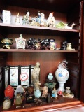 Contents Shelves, Various Oriental Figurines, Bowls, Jars, etc.