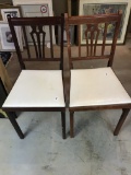 (2) Antique Small Wooden Framed Upholstered Bottom Chairs
