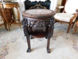 English Style, Decorative Side Table, Marble Inlaid Top